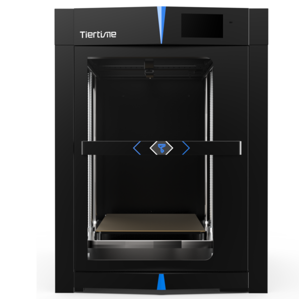 An overhead view of the Tiertime UP600 3D Printer producing a mechanical component with precision