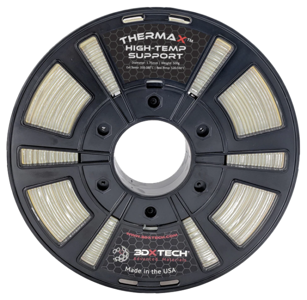 3DXTech's THERMAX HTS 1.75mm 500g filament, engineered for high temperatures. Ideal for robust support structures in demanding 3D printing projects