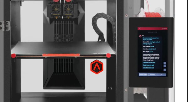 A top-down view of the Raise3D Pro3 Plus 3D Printer building a complex model layer by layer