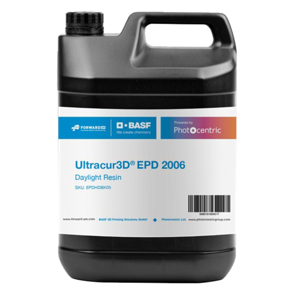 BASF's Ultracur3D EPD 2006 5kg resin for daylight 3D printing, enhancing precision and durability in additive manufacturing processes. Ideal for diverse applications