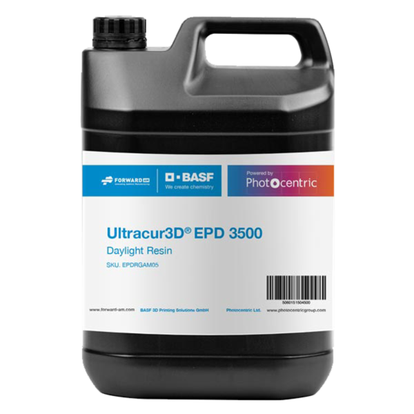 BASF Resin Daylight Ultracur3D EPD 3500 5kg. High-performance resin for 3D printing, ideal for daylight curing processes. Package contains 5 kilograms