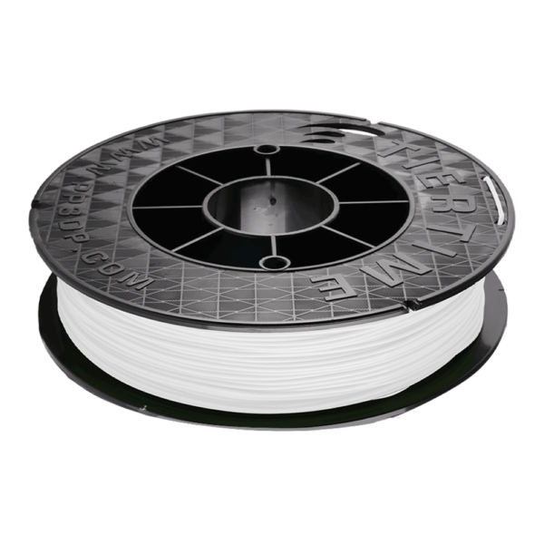 Two-kilogram spool of Tiertime's white PLA filament, 1.75mm in diameter. Ideal for 3D printing projects, offering reliable performance and vibrant color